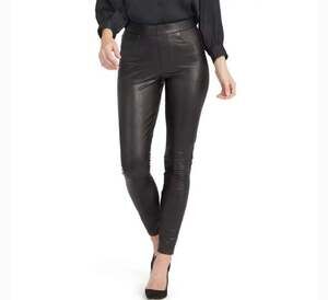 Spanx Faux Leather-Like Ankle Skinny Pants in Noir Black Medium